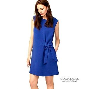 Evan Picone Black Label Blue Tie Front Sheath Dress